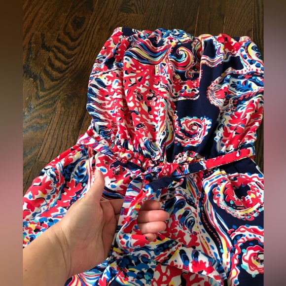 Lilly Pulitzer Women’s XXS Halibut Farrah Strapless Wide-Leg Jumpsuit w/Pockets - Picture 13 of 16